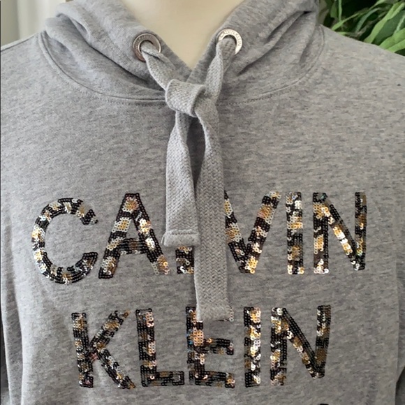 NEW CALVIN KLEIN WOMENS CROPPED HOODIE SWEATSHIRT - Picture 3 of 5